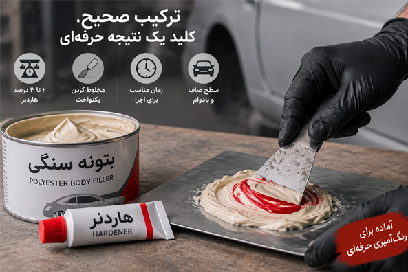 نحوه ترکیب بتونه سنگی با هاردنر؛ نسبت صحیح، روش استفاده